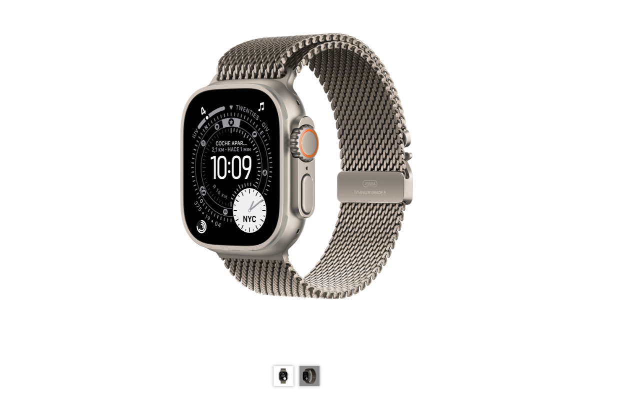 Apple Watch Ultra 3 49mm Titânio Bracelete Milanesa Natural (Pequeno)