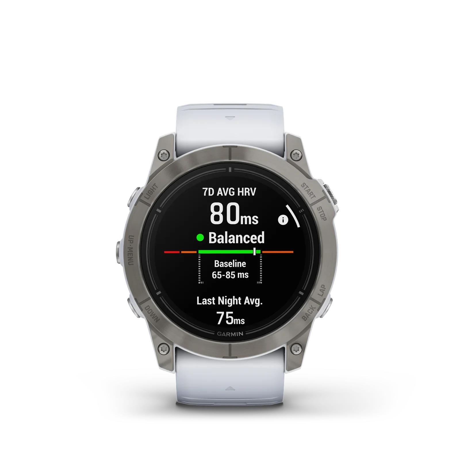 Garmin epix™ Pro (Gen 2) – Edição Sapphire | 51 mm Titânio com bracelete branca