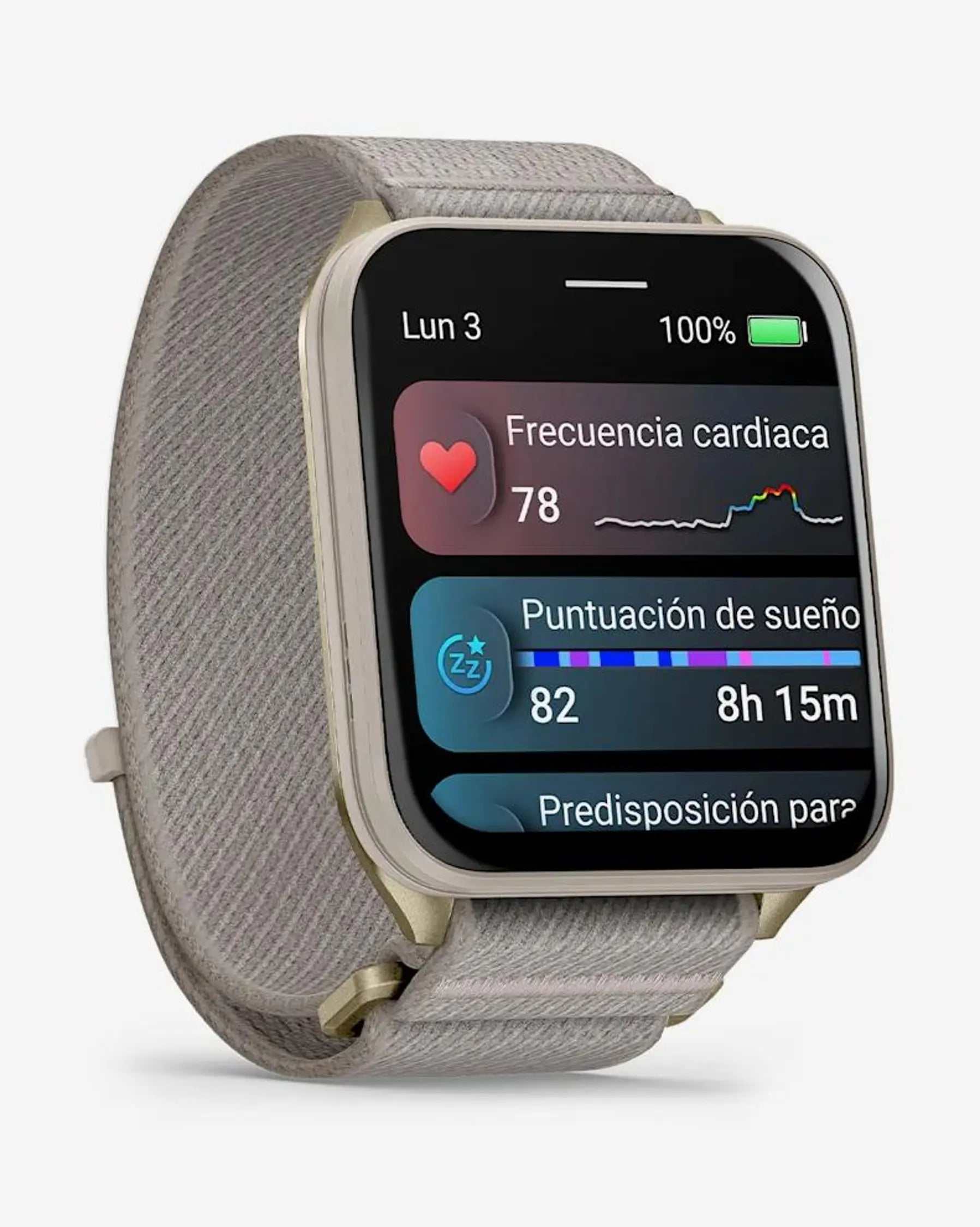 Garmin Venu X1 Dourado com bracelete cinzenta