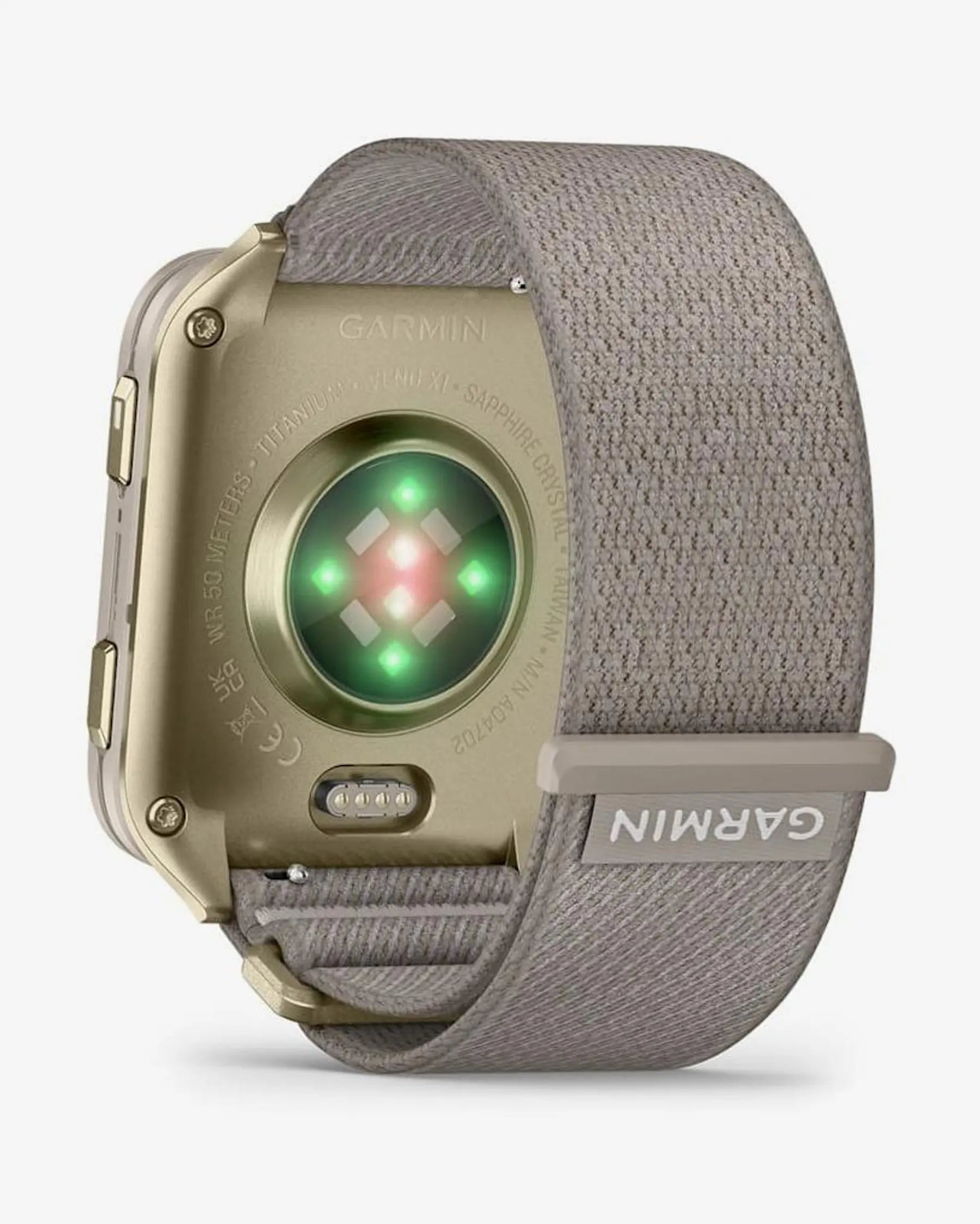 Garmin Venu X1 Dourado com bracelete cinzenta