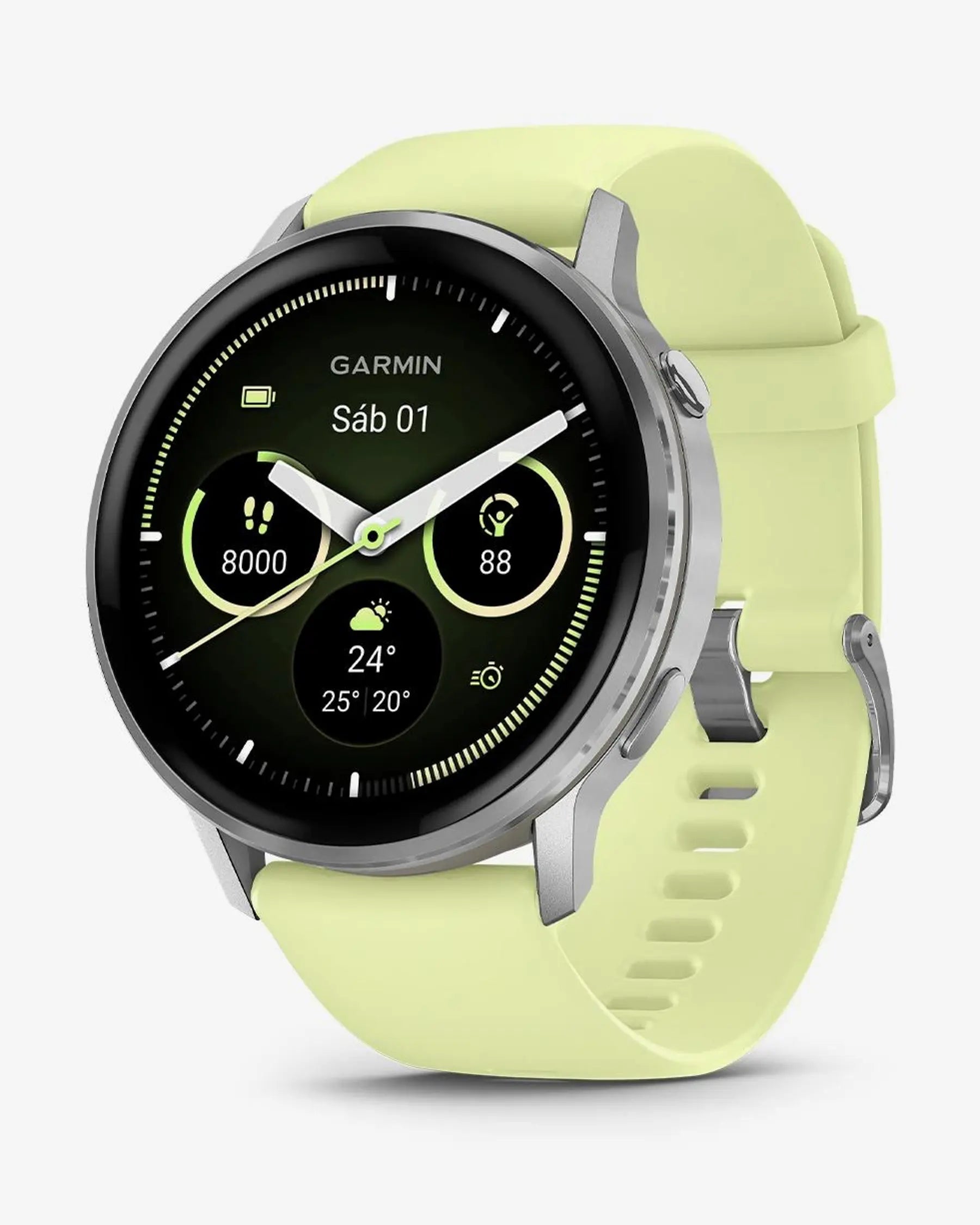 Garmin Venu 4 - 45 mm Prateado com Bracelete Amarela
