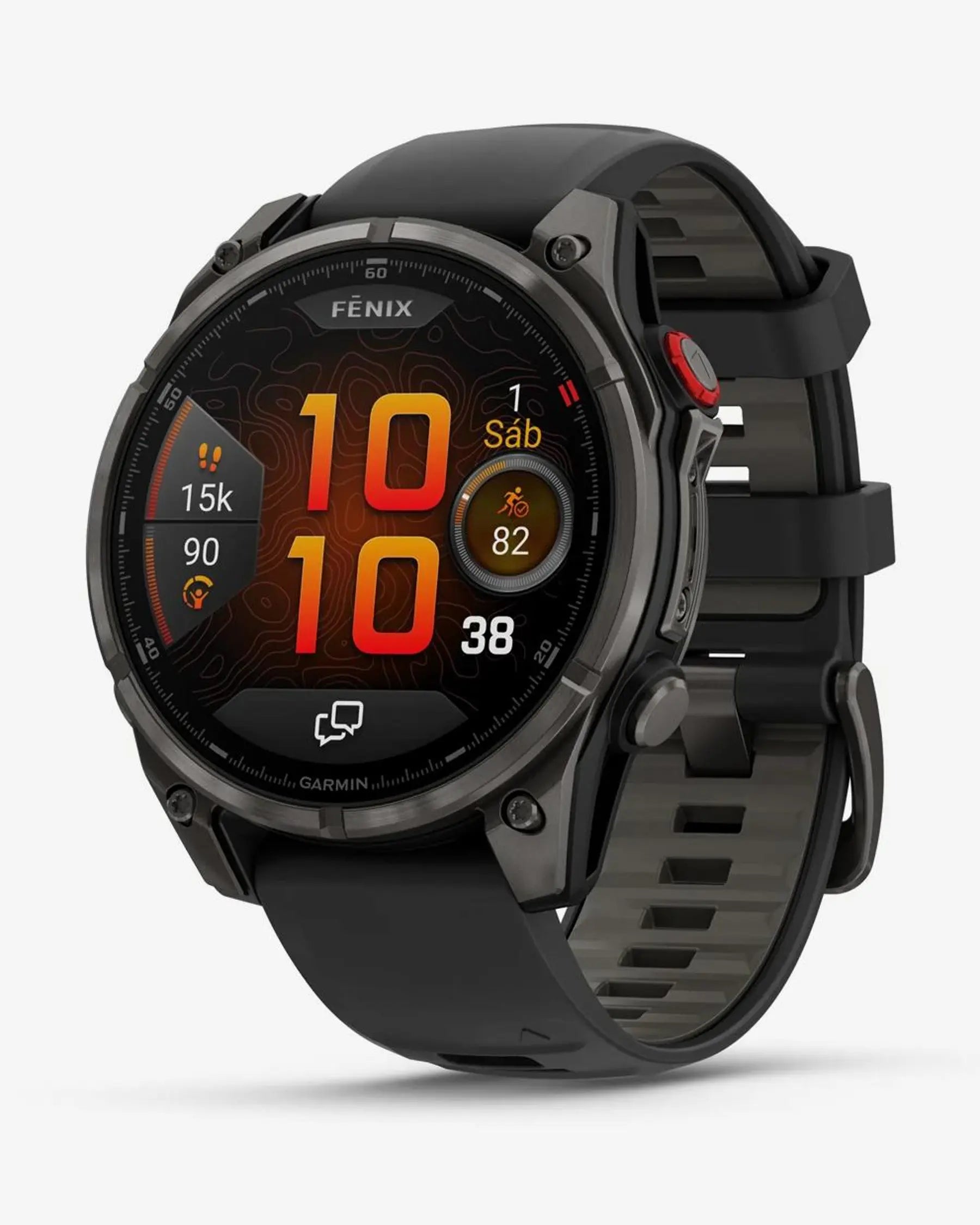 Garmin Fenix 8 Pro AMOLED Safira 47 mm Titânio Carbono Cinzento Bracelete Preto