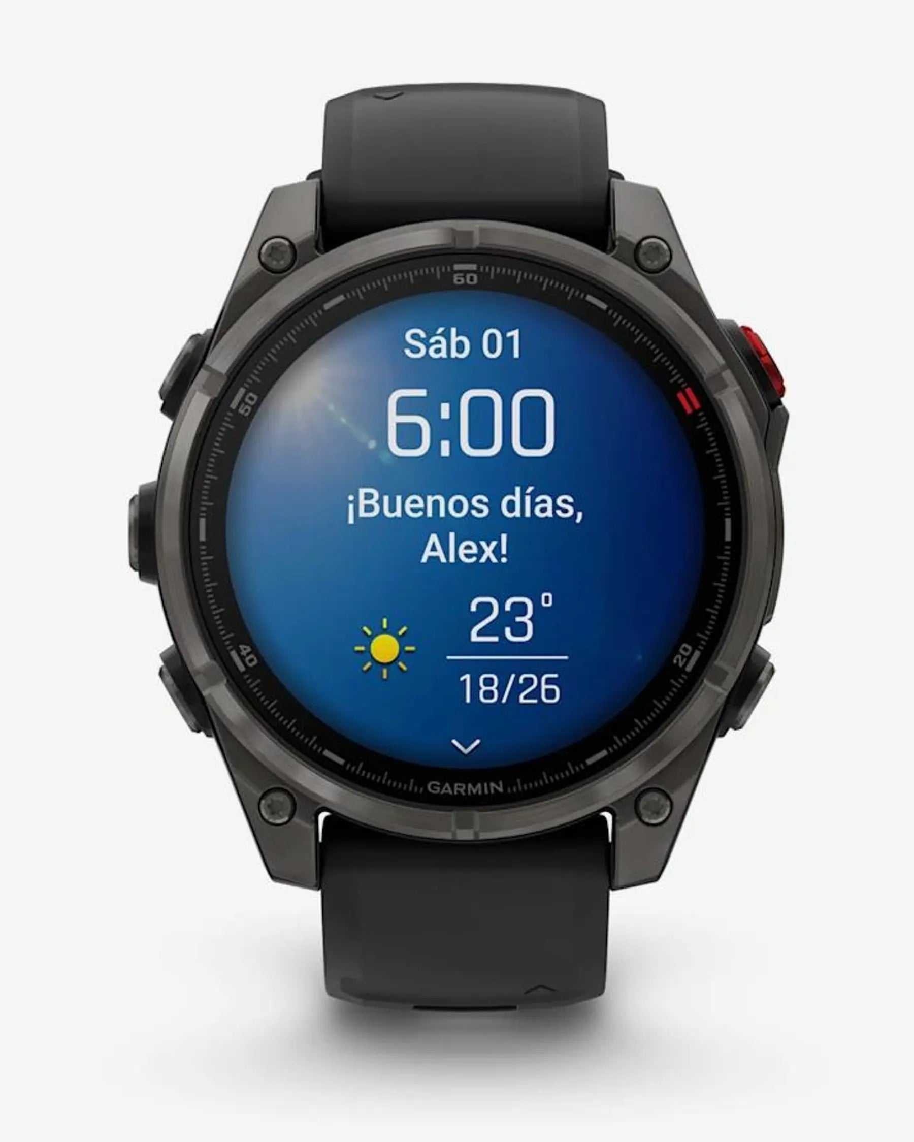 Garmin Fenix 8 Pro AMOLED Safira 47 mm Titânio Carbono Cinzento Bracelete Preto