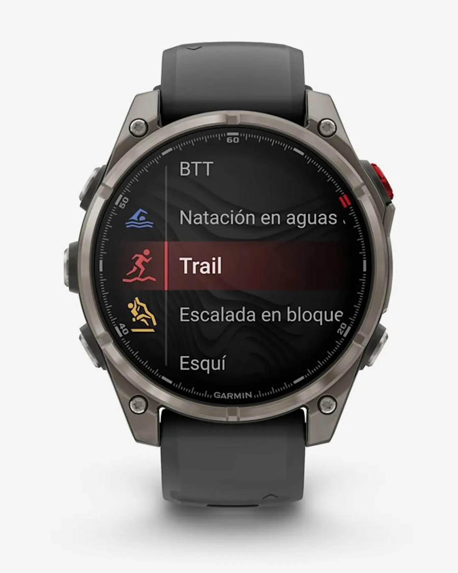Garmin Fenix 8 Pro AMOLED Safira 47mm Cinzento Titânio Prateado Preto Bracelete Cinzenta