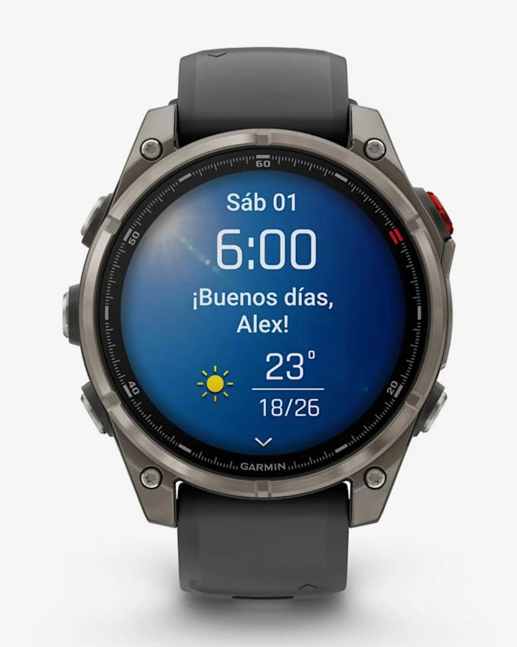 Garmin Fenix 8 Pro AMOLED Safira 47mm Cinzento Titânio Prateado Preto Bracelete Cinzenta