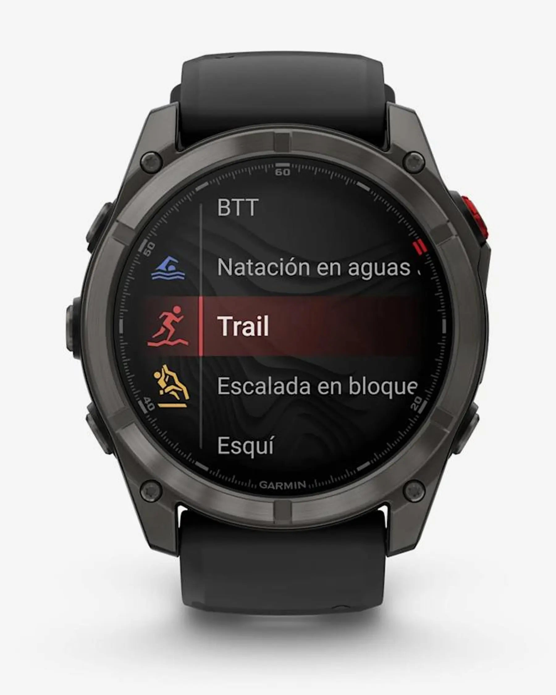 Garmin Fenix 8 Pro AMOLED Sapphire 51mm com bracelete preta e detalhes em titânio, carbono e cinzento