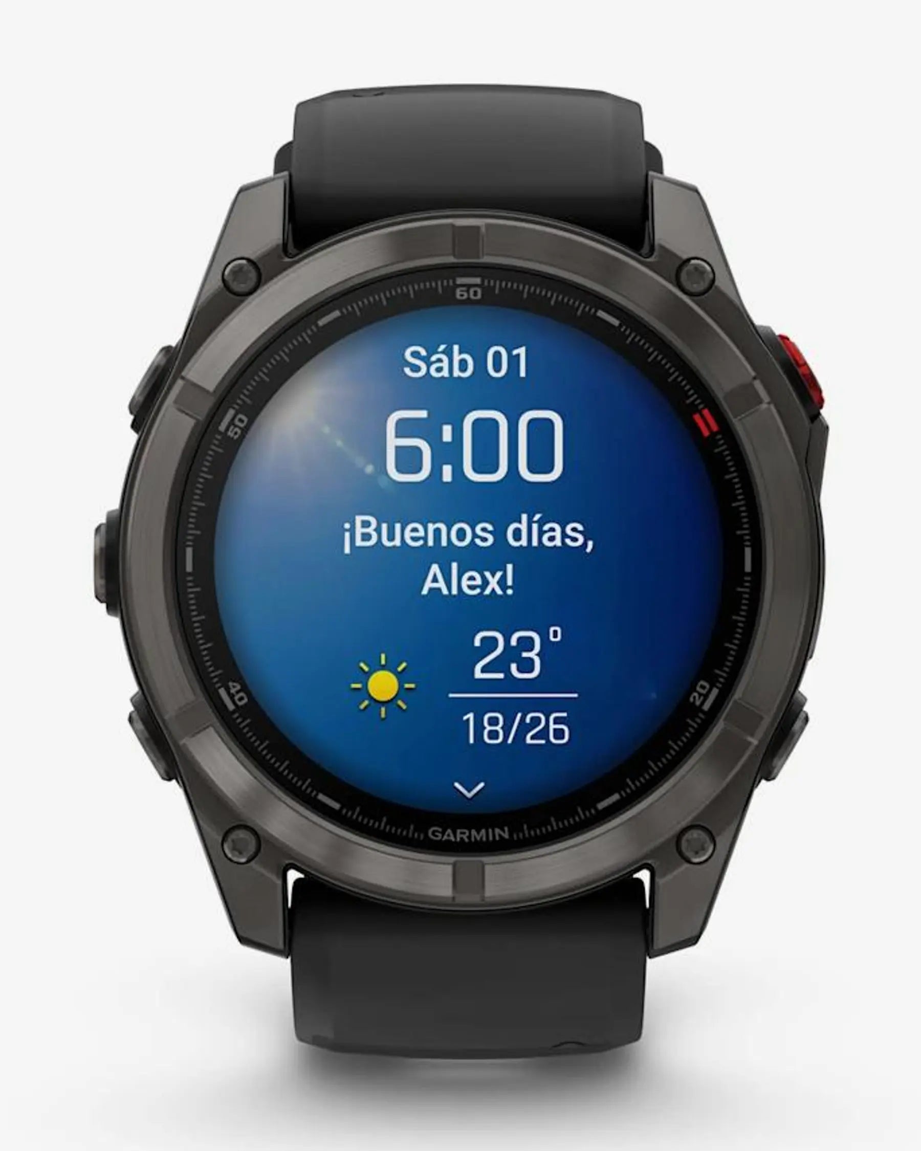 Garmin Fenix 8 Pro AMOLED Sapphire 51mm com bracelete preta e detalhes em titânio, carbono e cinzento
