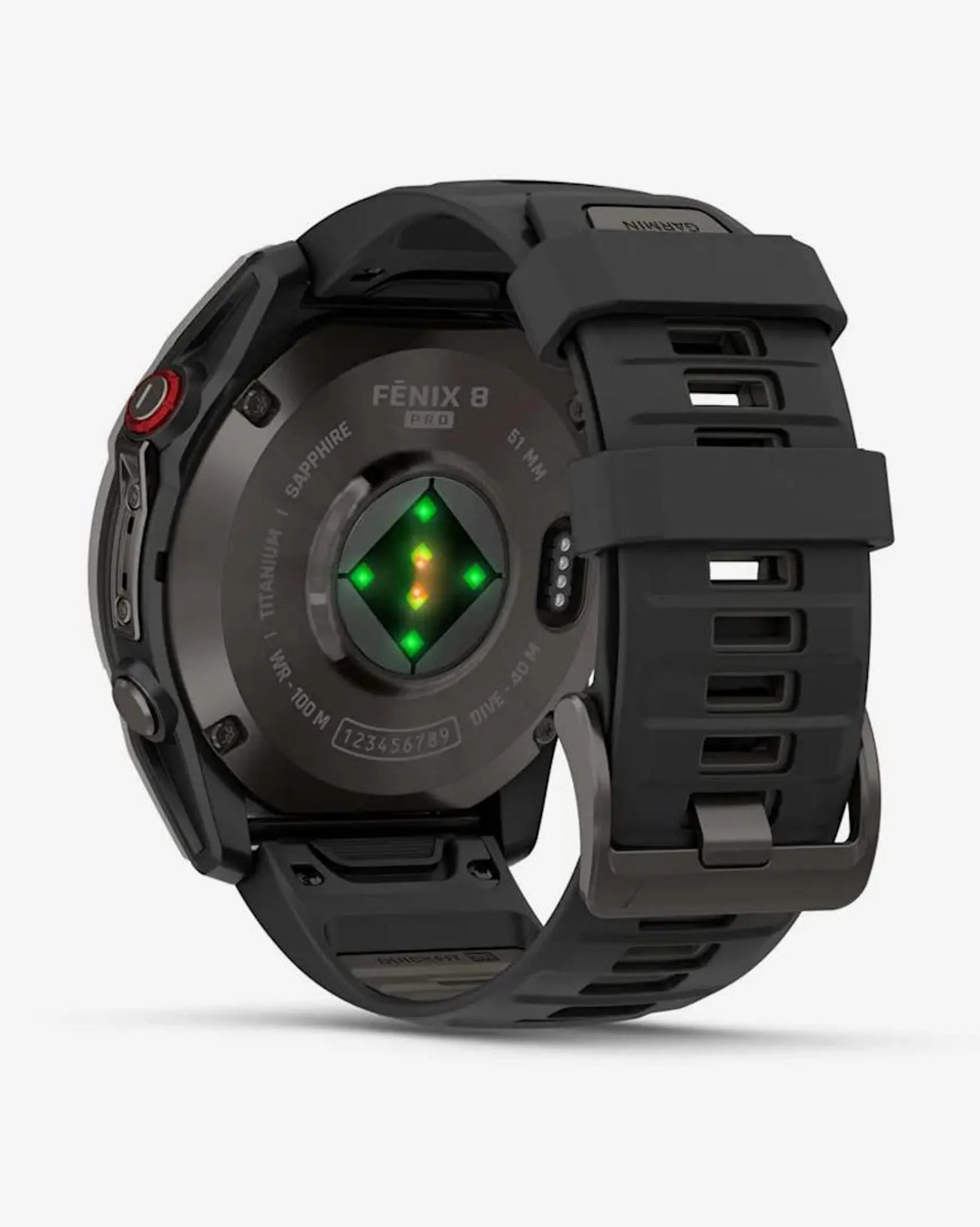 Garmin Fenix 8 Pro AMOLED Sapphire 51mm com bracelete preta e detalhes em titânio, carbono e cinzento