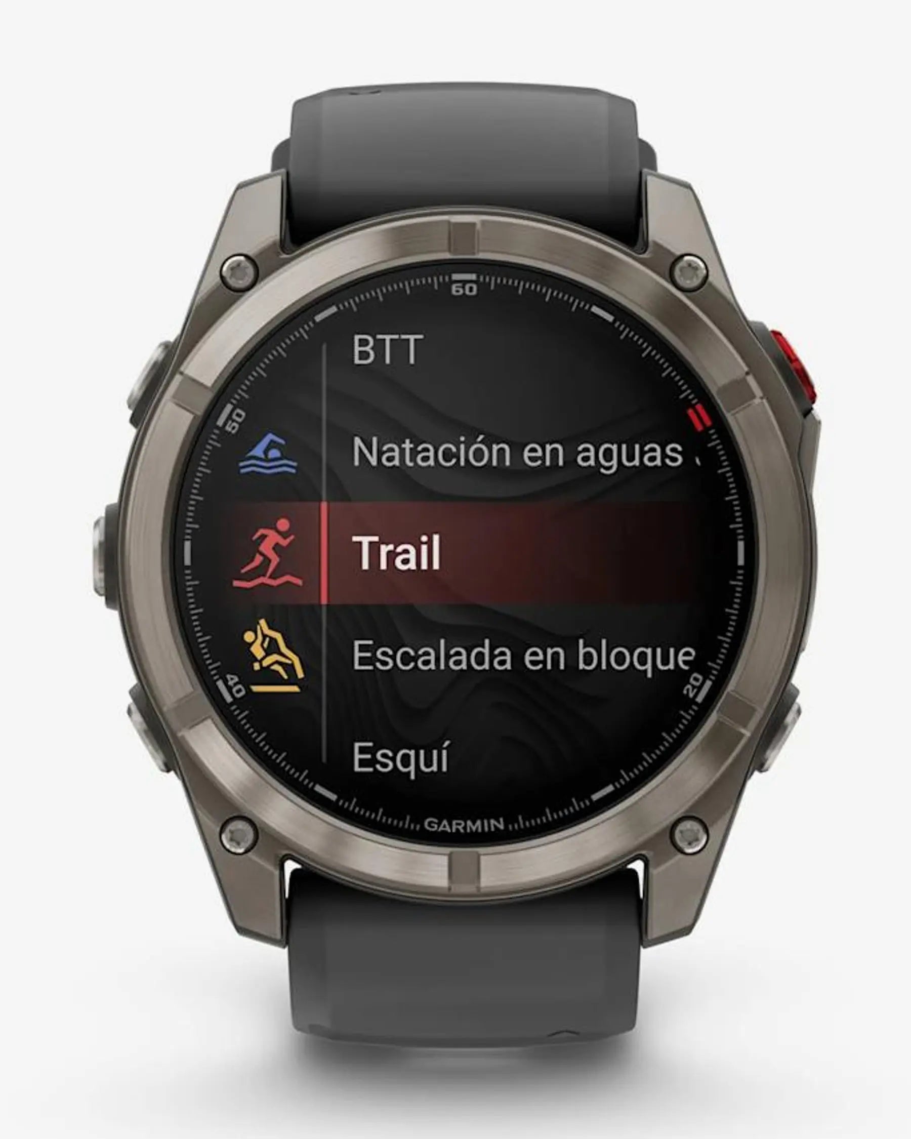 Garmin Fenix 8 Pro AMOLED Safira 51 mm, em cinzento titânio com bracelete preta e cinzenta