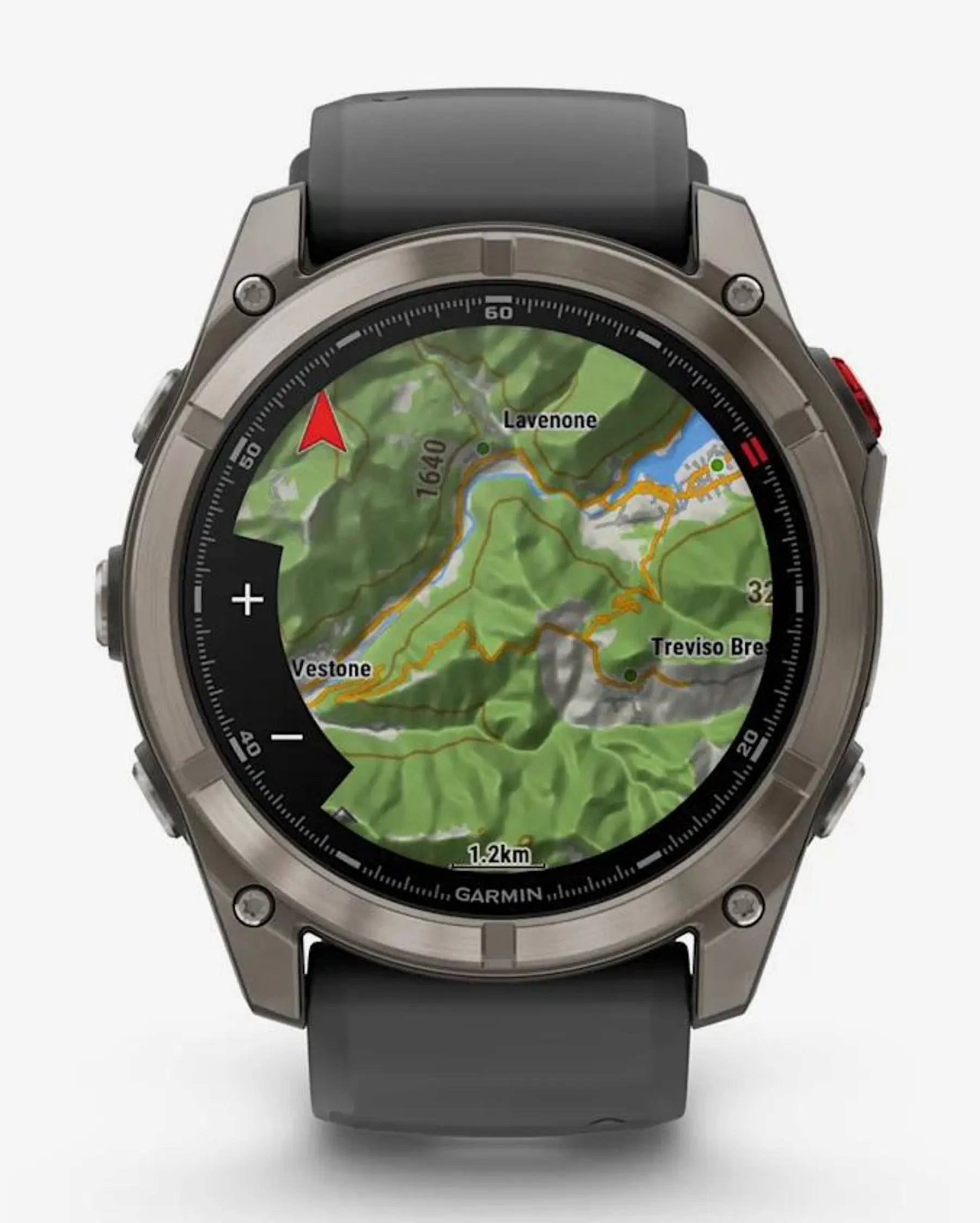 Garmin Fenix 8 Pro AMOLED Safira 51 mm, em cinzento titânio com bracelete preta e cinzenta