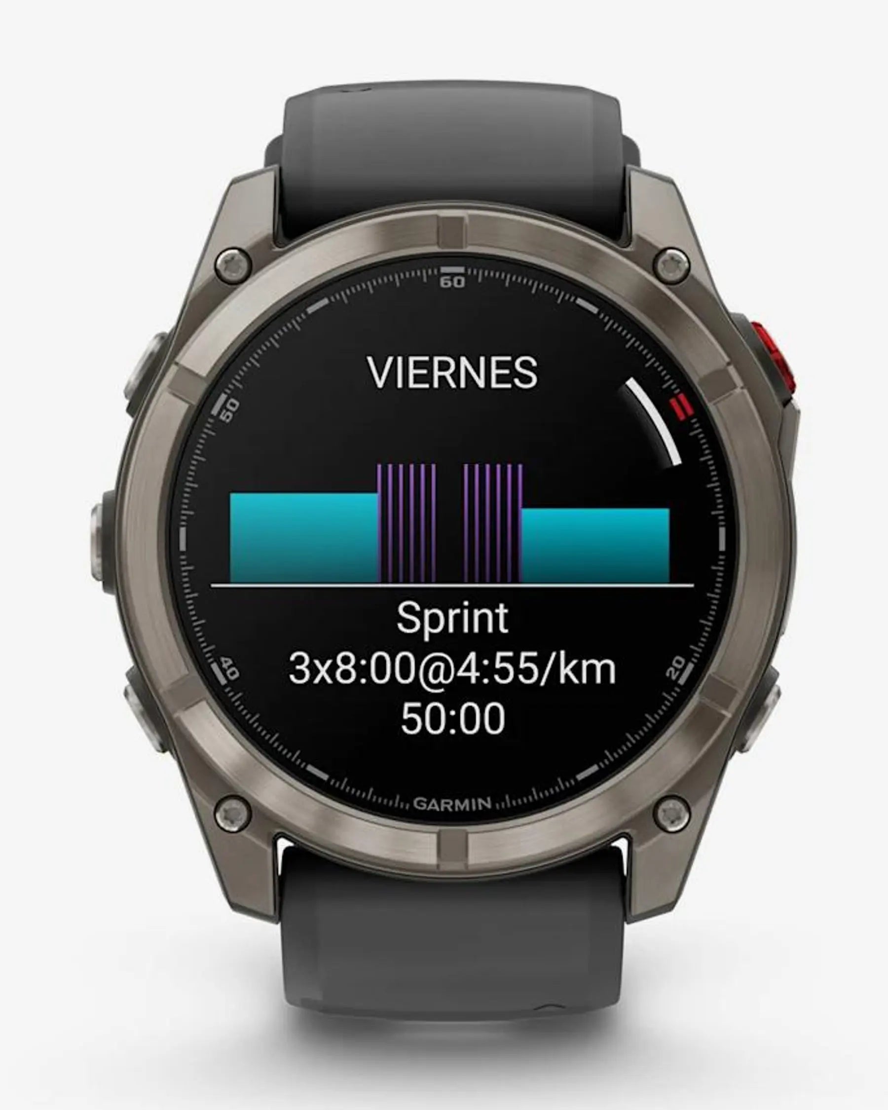 Garmin Fenix 8 Pro AMOLED Safira 51 mm, em cinzento titânio com bracelete preta e cinzenta
