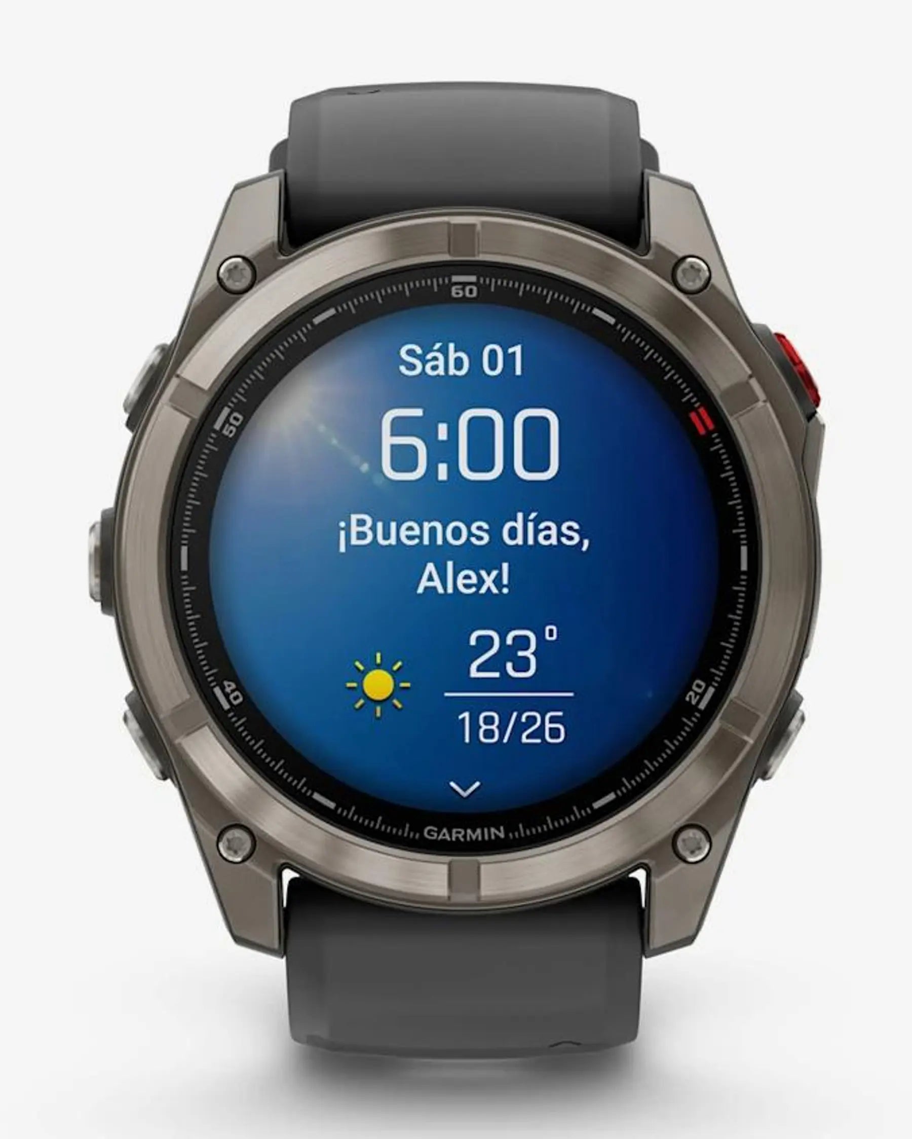 Garmin Fenix 8 Pro AMOLED Safira 51 mm, em cinzento titânio com bracelete preta e cinzenta