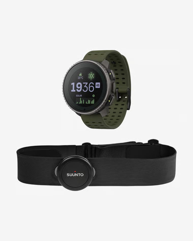 Suunto Vertical Titanium Solar verde titânio 49 mm com safira e cinta Suunto Smart Heart Rate Belt
