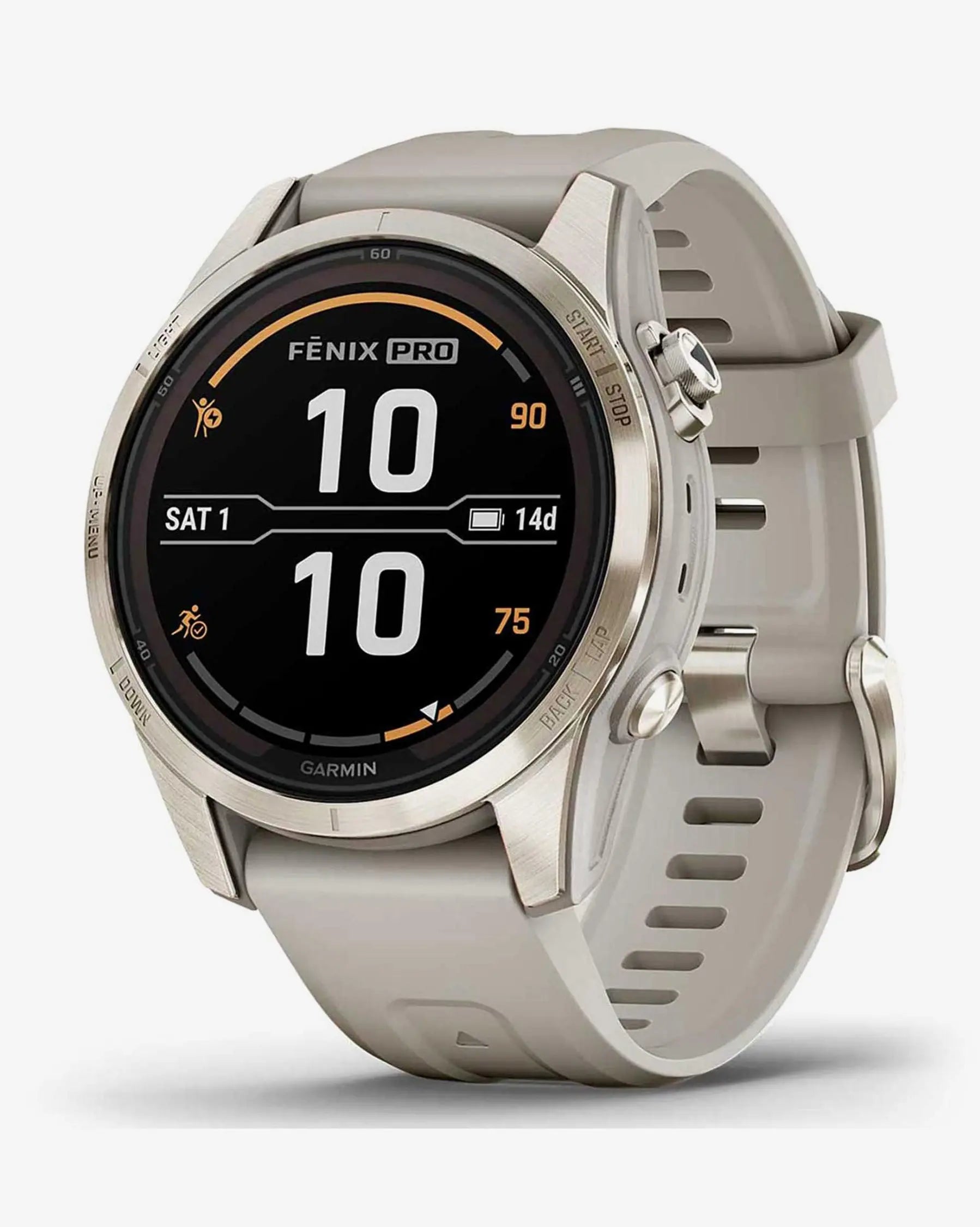 Garmin Fenix 7S Pro Sapphire Solar Dourado com Bracelete Bege