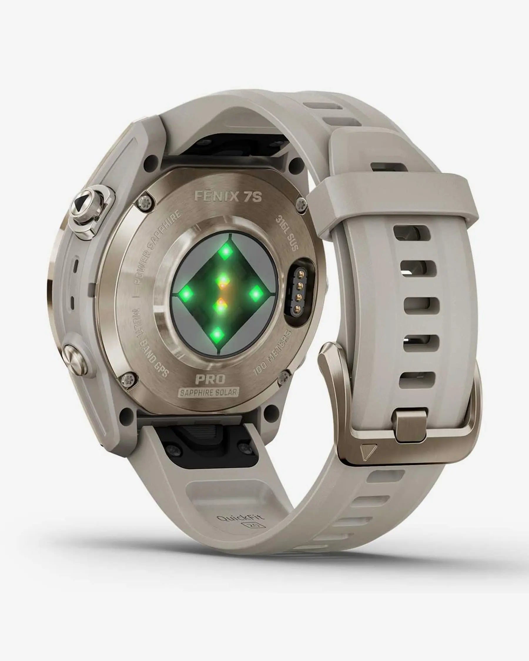 Garmin Fenix 7S Pro Sapphire Solar Dourado com Bracelete Bege