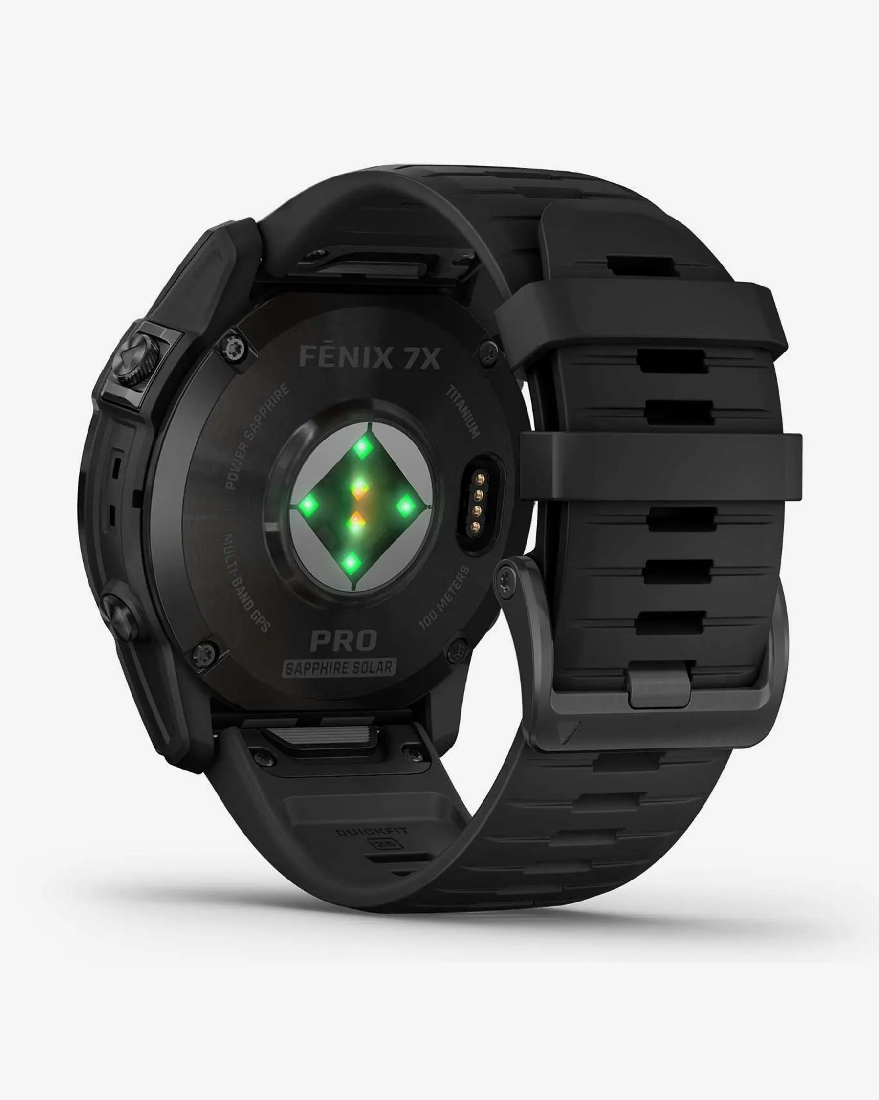 Garmin Fenix 7X Pro Sapphire Solar com bracelete preta e detalhes em cinzento carbono