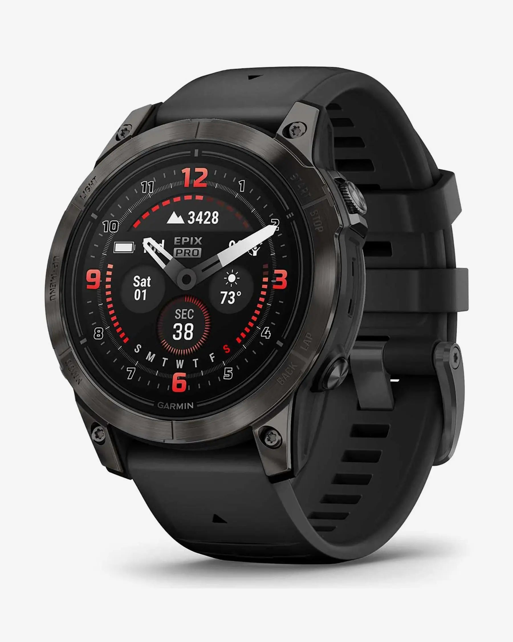 Garmin EPIX 2 PRO Safira 47 mm Titânio DLC Cinzento Carbono Bracelete Preto