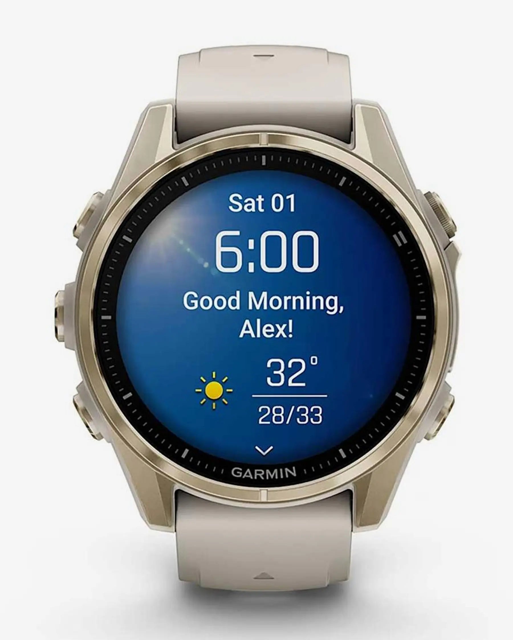 Garmin Fenix 8 AMOLED Sapphire 43mm Dourado com Bracelete Bege