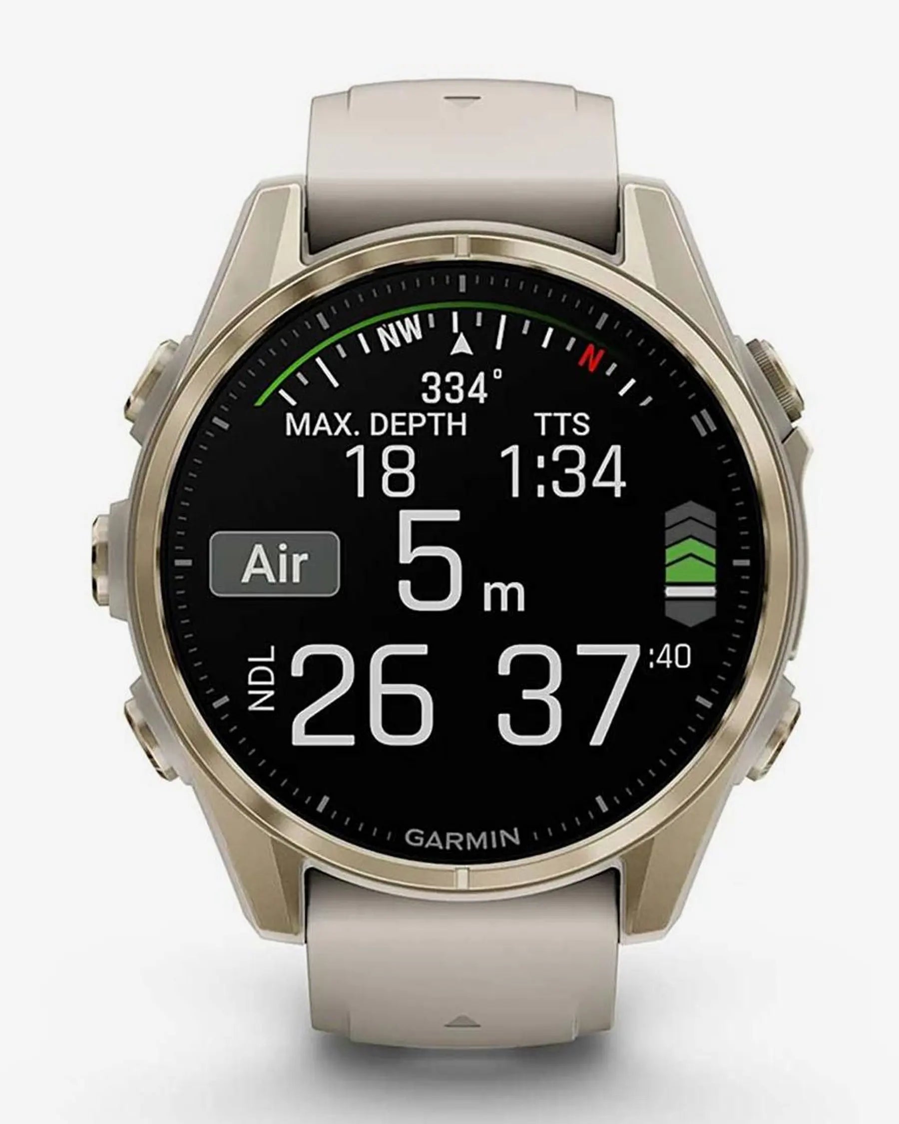Garmin Fenix 8 AMOLED Sapphire 43mm Dourado com Bracelete Bege