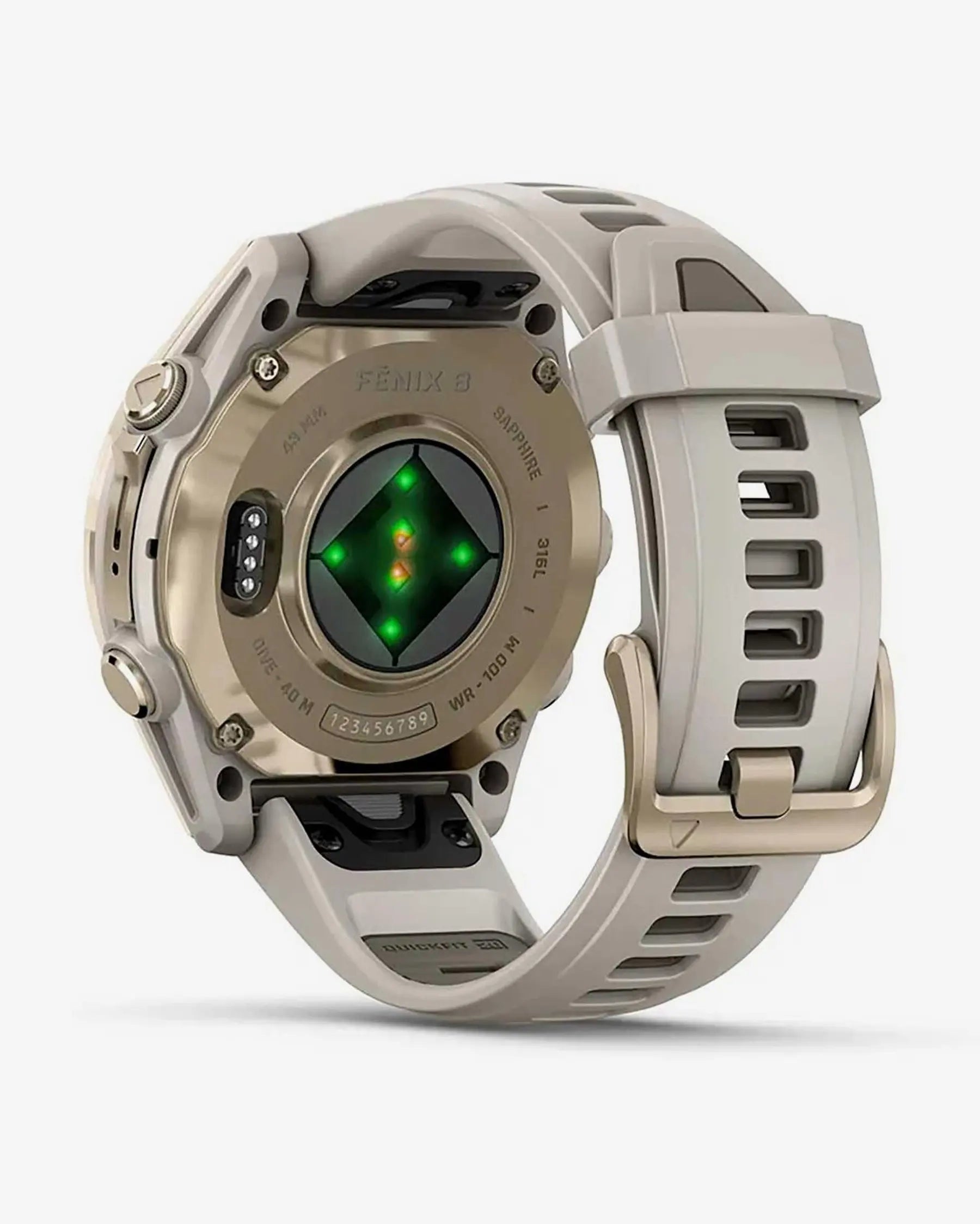 Garmin Fenix 8 AMOLED Sapphire 43mm Dourado com Bracelete Bege