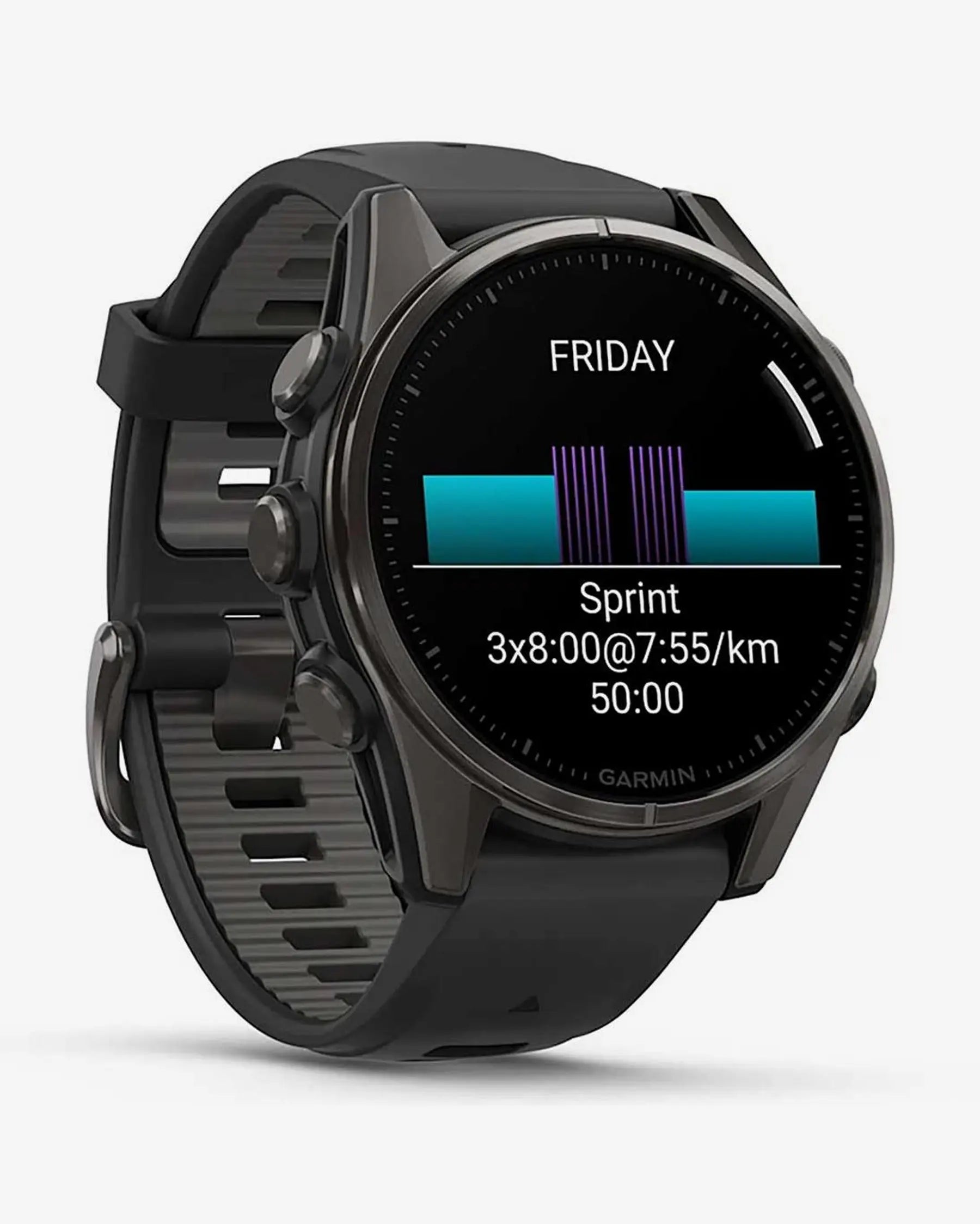 Garmin Fenix 8 AMOLED Sapphire 43mm Titânio Carbono Cinzento Bracelete Preto