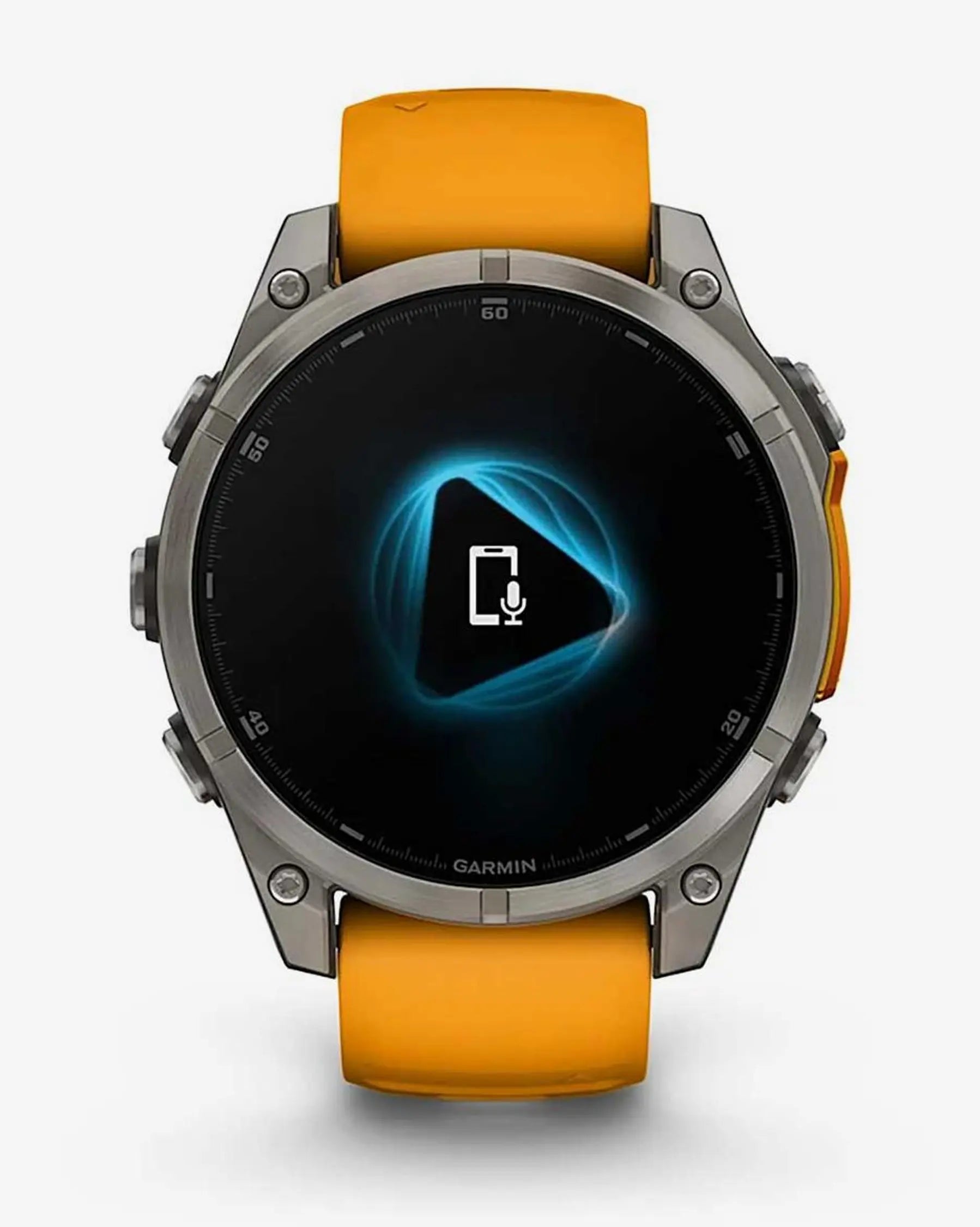 Garmin Fenix 8 AMOLED Safira 47mm Titânio Prata Bracelete Laranja