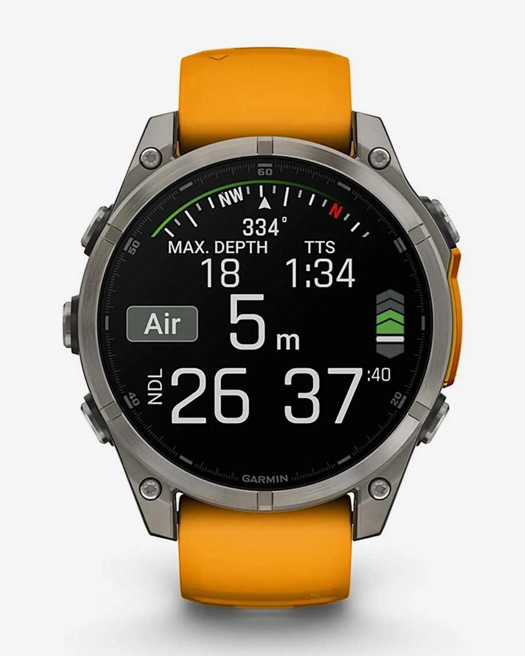 Garmin Fenix 8 AMOLED Safira 47mm Titânio Prata Bracelete Laranja