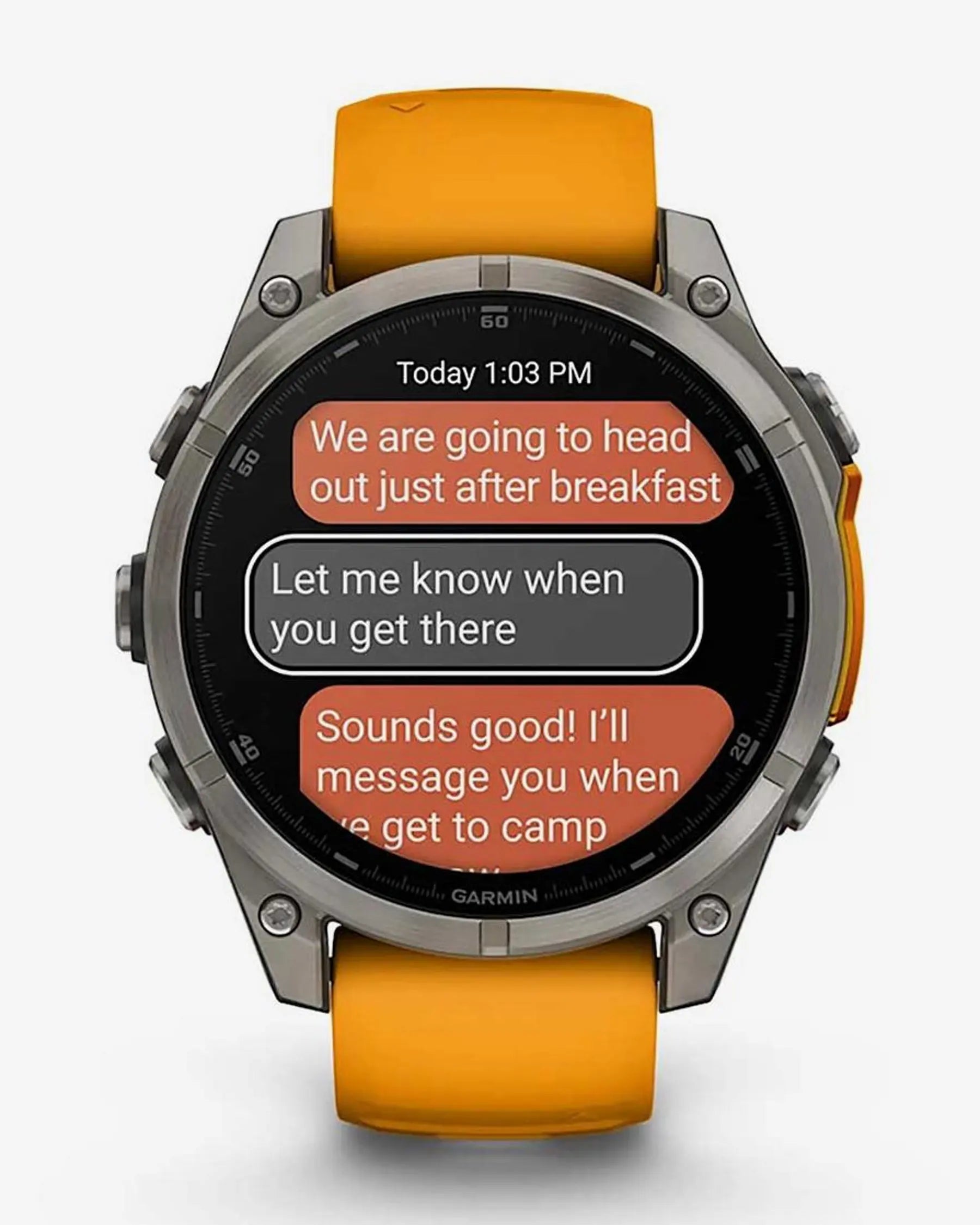 Garmin Fenix 8 AMOLED Safira 47mm Titânio Prata Bracelete Laranja