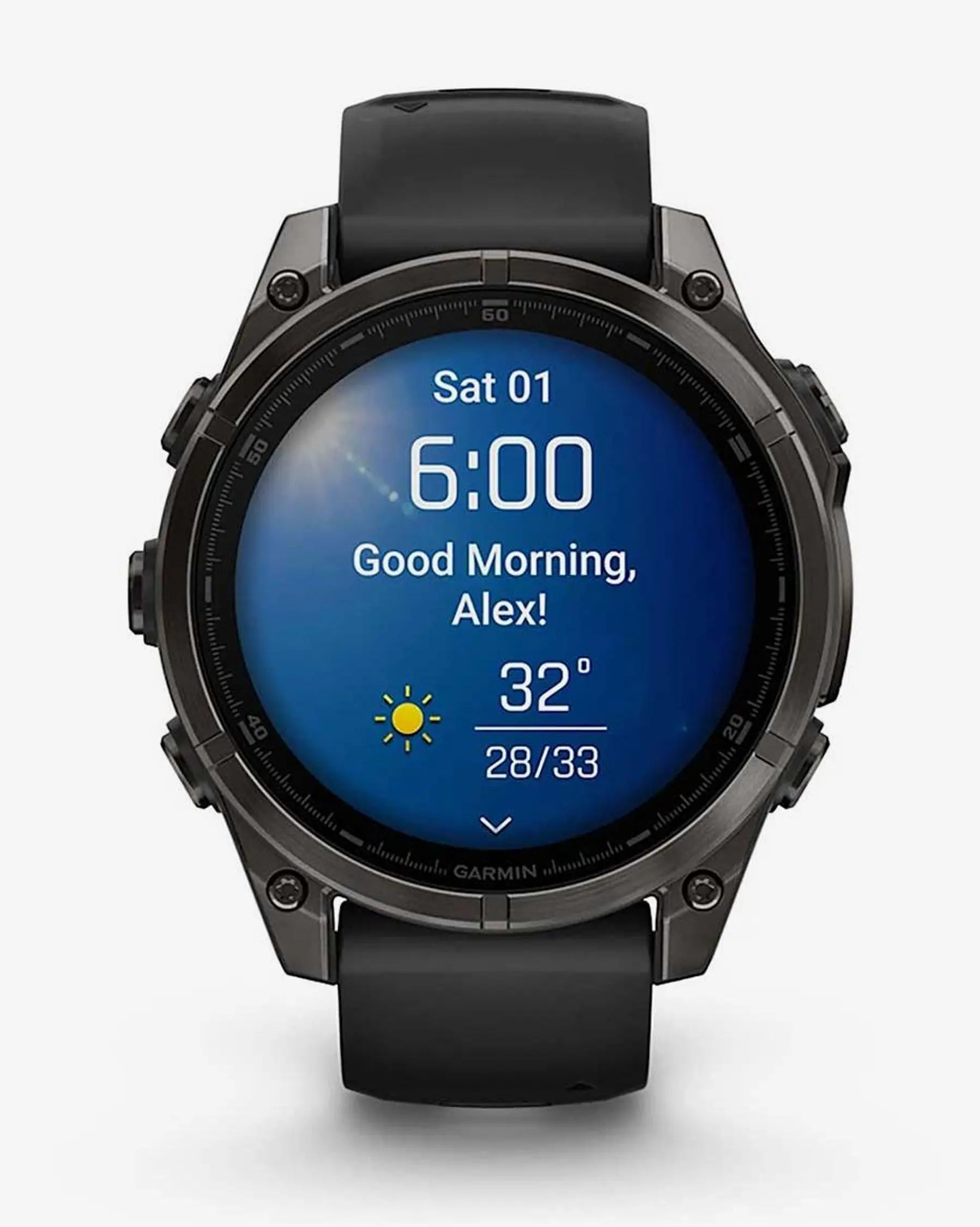 Garmin Fenix 8 AMOLED com cristal de safira, 47 mm, titânio cinzento carvão, bracelete preta