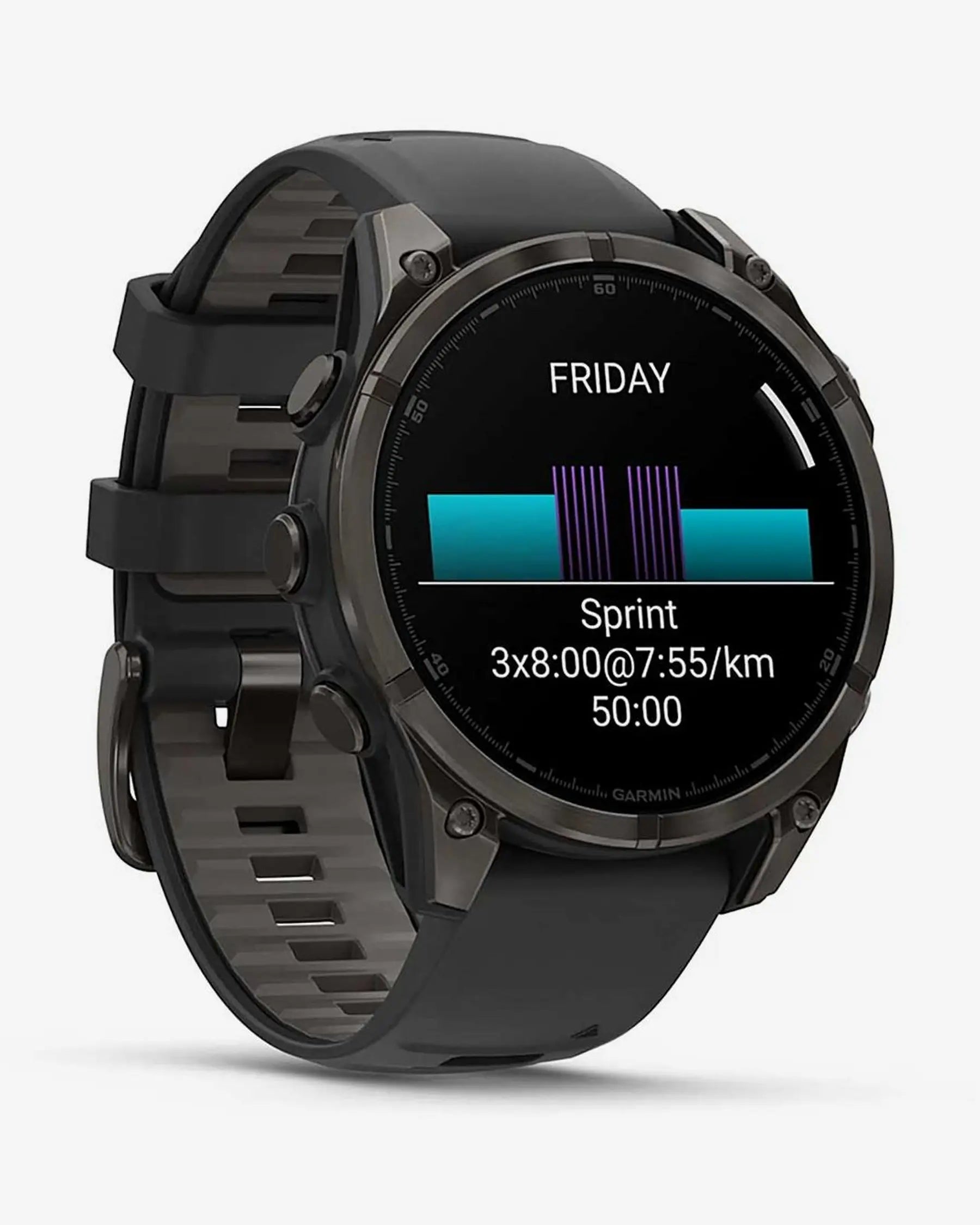 Garmin Fenix 8 AMOLED com cristal de safira, 47 mm, titânio cinzento carvão, bracelete preta