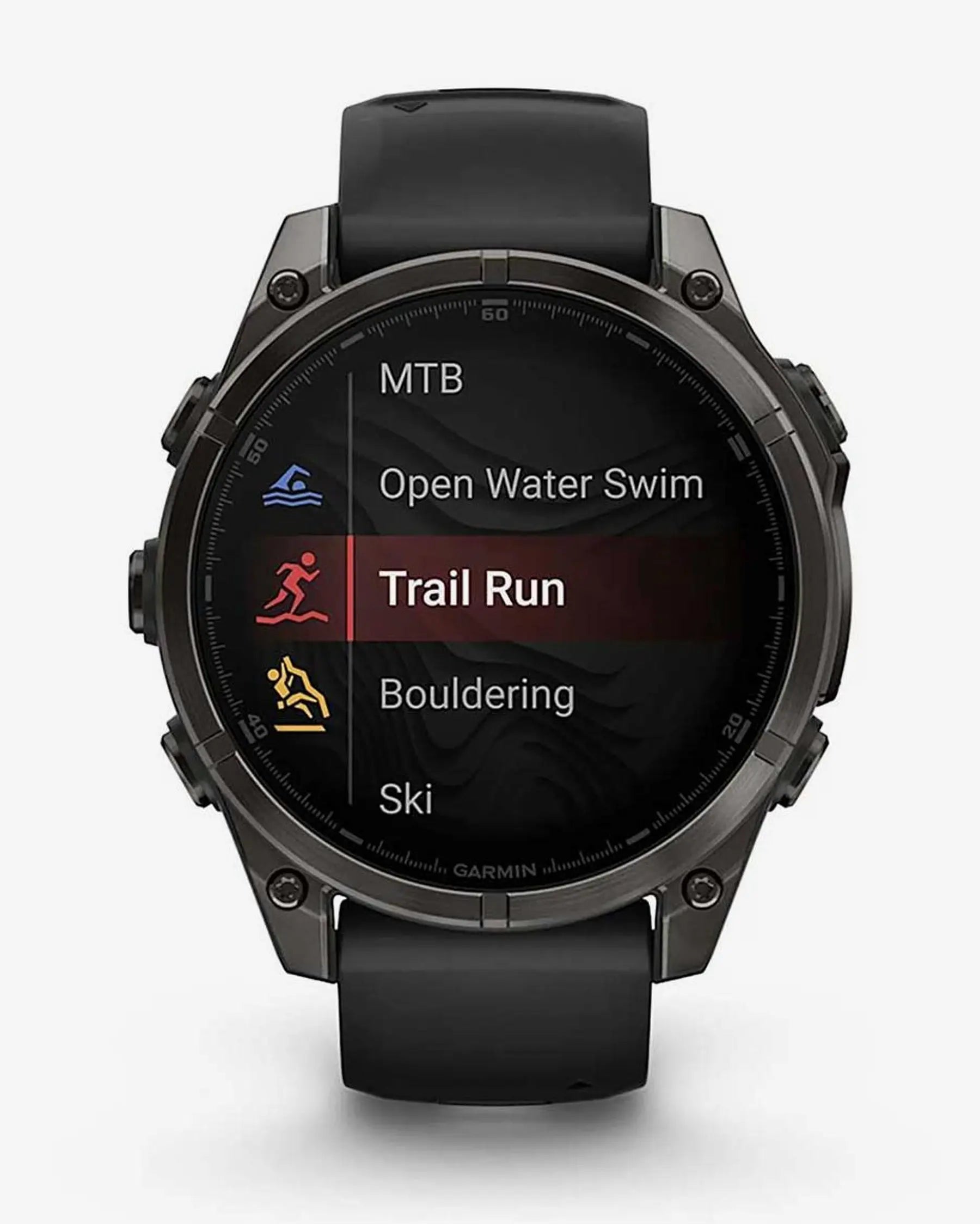Garmin Fenix 8 AMOLED com cristal de safira, 47 mm, titânio cinzento carvão, bracelete preta