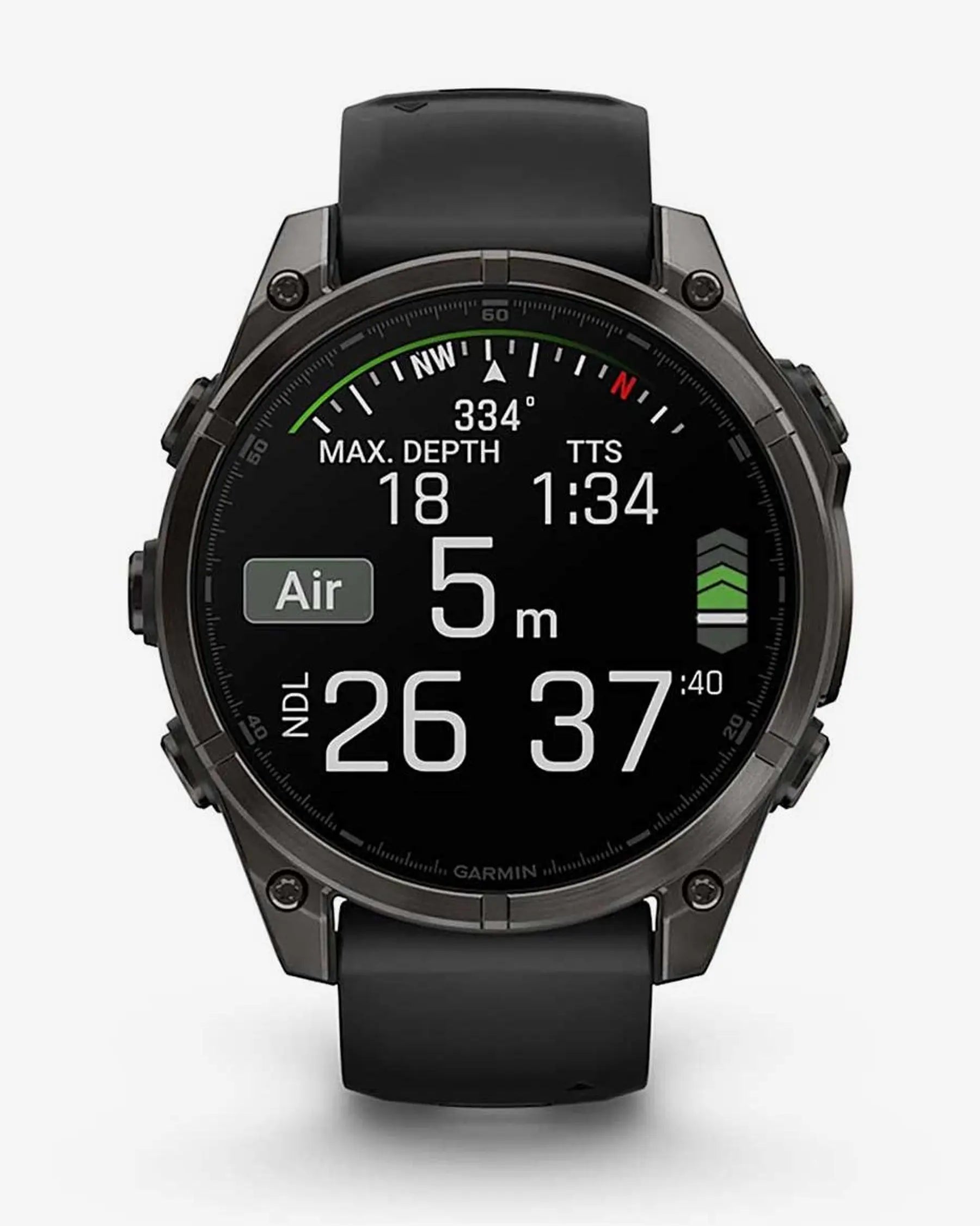 Garmin Fenix 8 AMOLED com cristal de safira, 47 mm, titânio cinzento carvão, bracelete preta