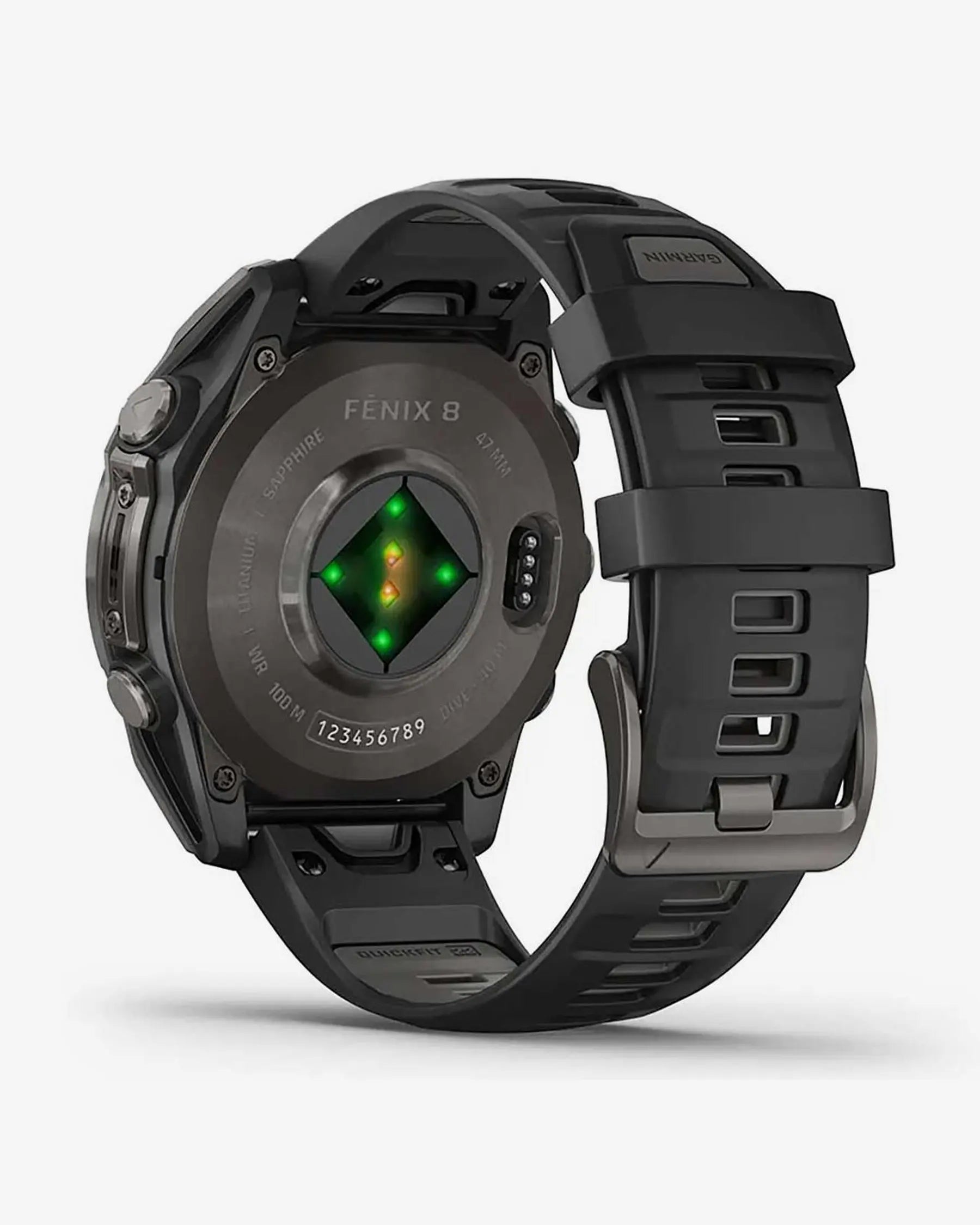 Garmin Fenix 8 AMOLED com cristal de safira, 47 mm, titânio cinzento carvão, bracelete preta