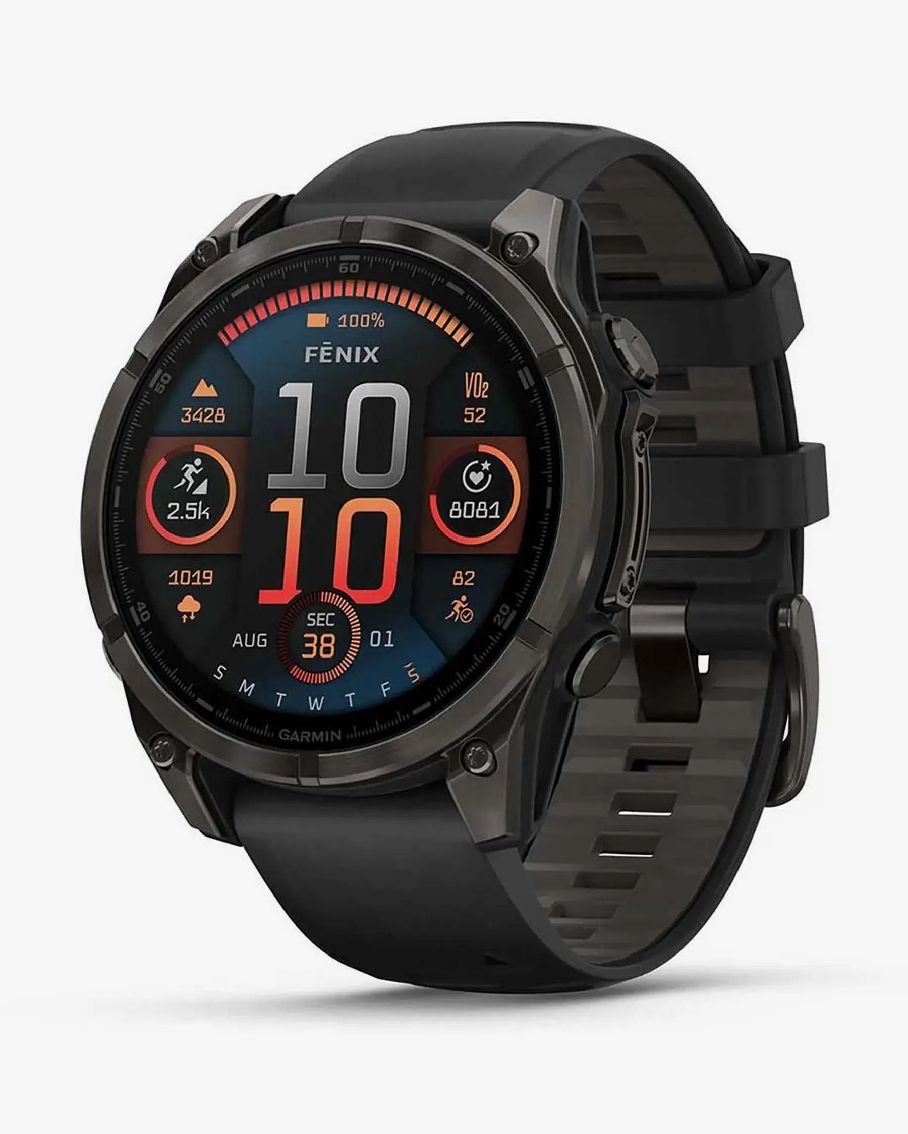 Garmin Fenix 8 AMOLED com cristal de safira, 47 mm, titânio cinzento carvão, bracelete preta