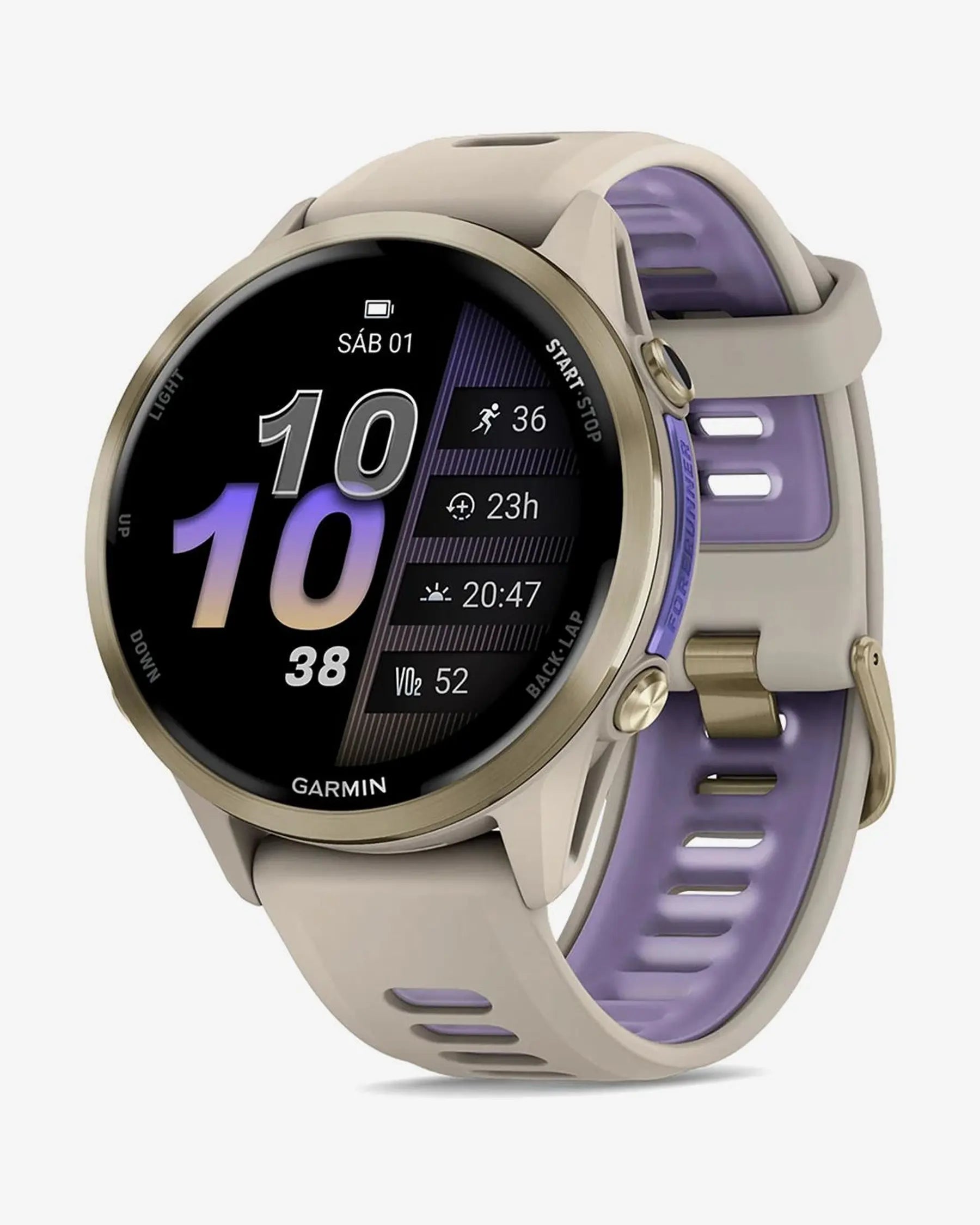 Garmin Forerunner 970 (cinzento) com bracelete cinzento-lilás
