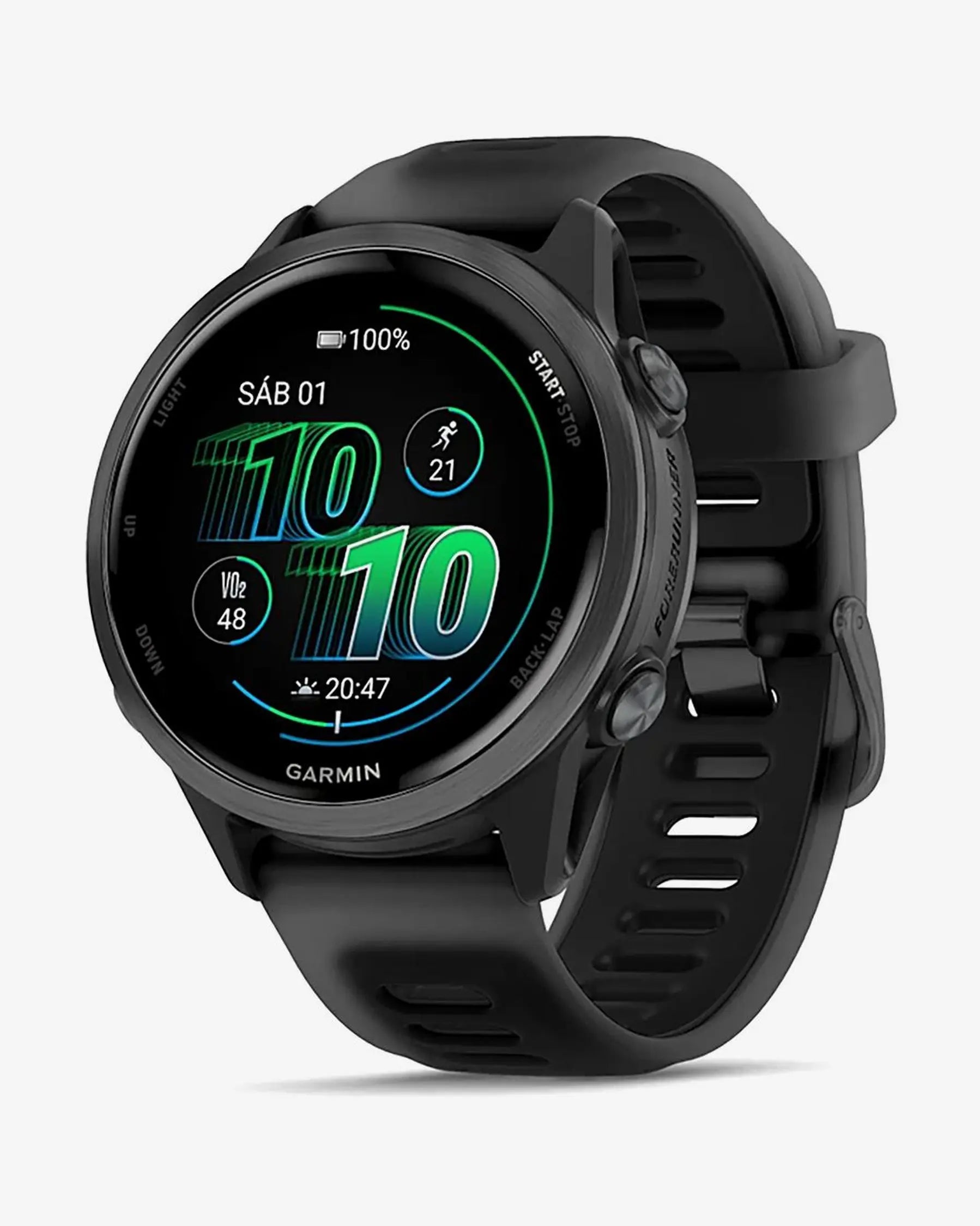Garmin Forerunner 570 - 42 mm Cinzento Escuro com Bracelete Preta