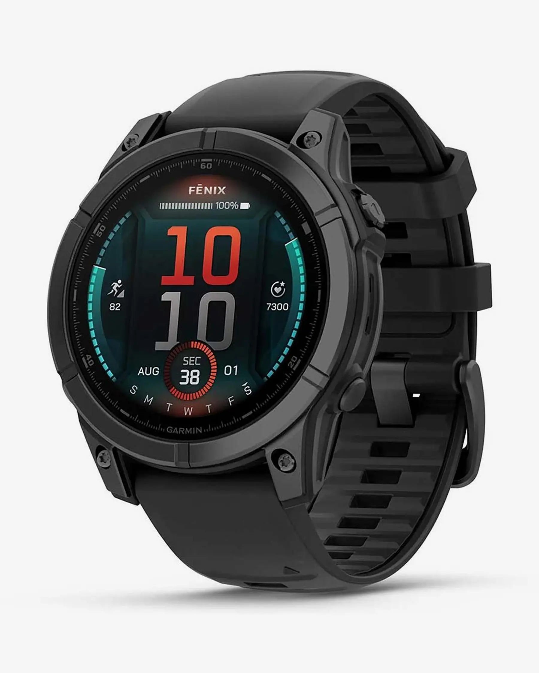 Garmin Fenix E em aço inoxidável, 47 mm, com bracelete preta e cinzento ardósia