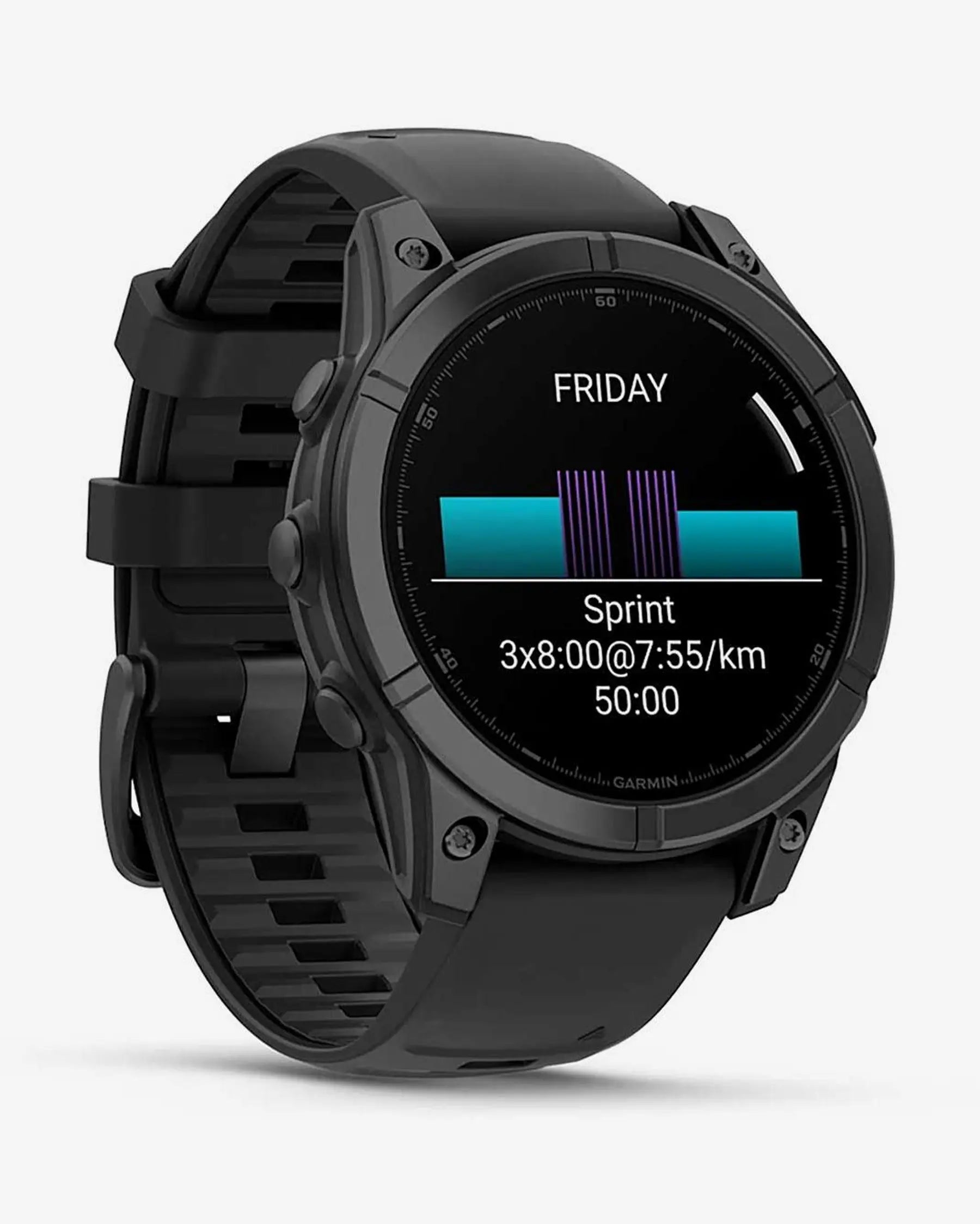 Garmin Fenix E em aço inoxidável, 47 mm, com bracelete preta e cinzento ardósia